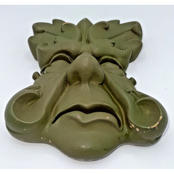 Vintage Chalk Ware Green Garden Grouch Garden Wall Art Wall Hanging 9.5” - Picture 10 of 12